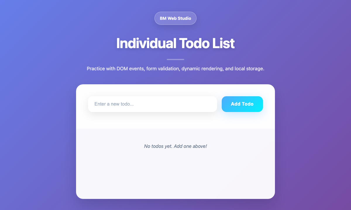 Thumbnail representing the todo list app with form input and empty state